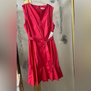 NWT Calvin Klein Pink Sleeveless belted knee high Dress size 12